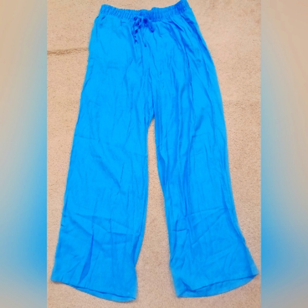 Vibrant Bright Blue HAUTE MONDE vacation pants, size LARGE, UNWORN, UNUSED